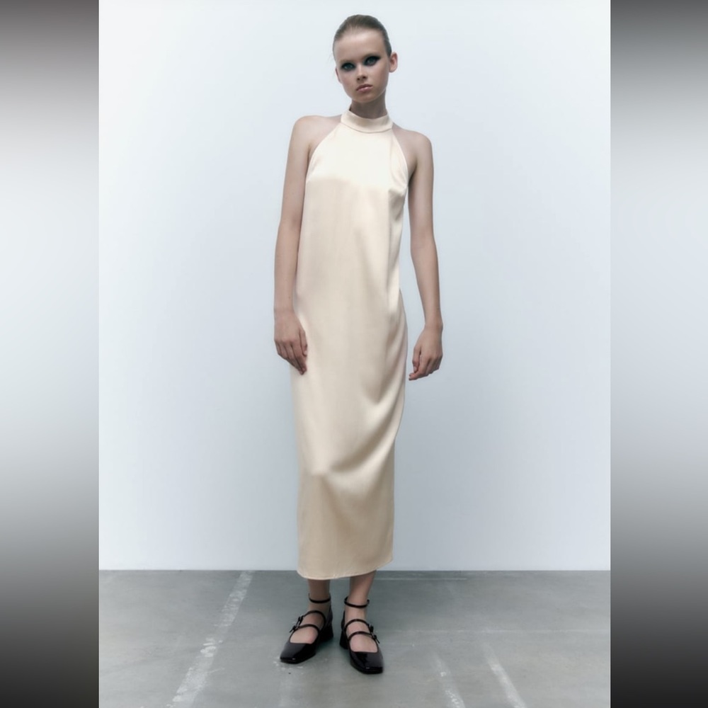 NWT Zara Satin effect halter dress - Picture 10 of 10